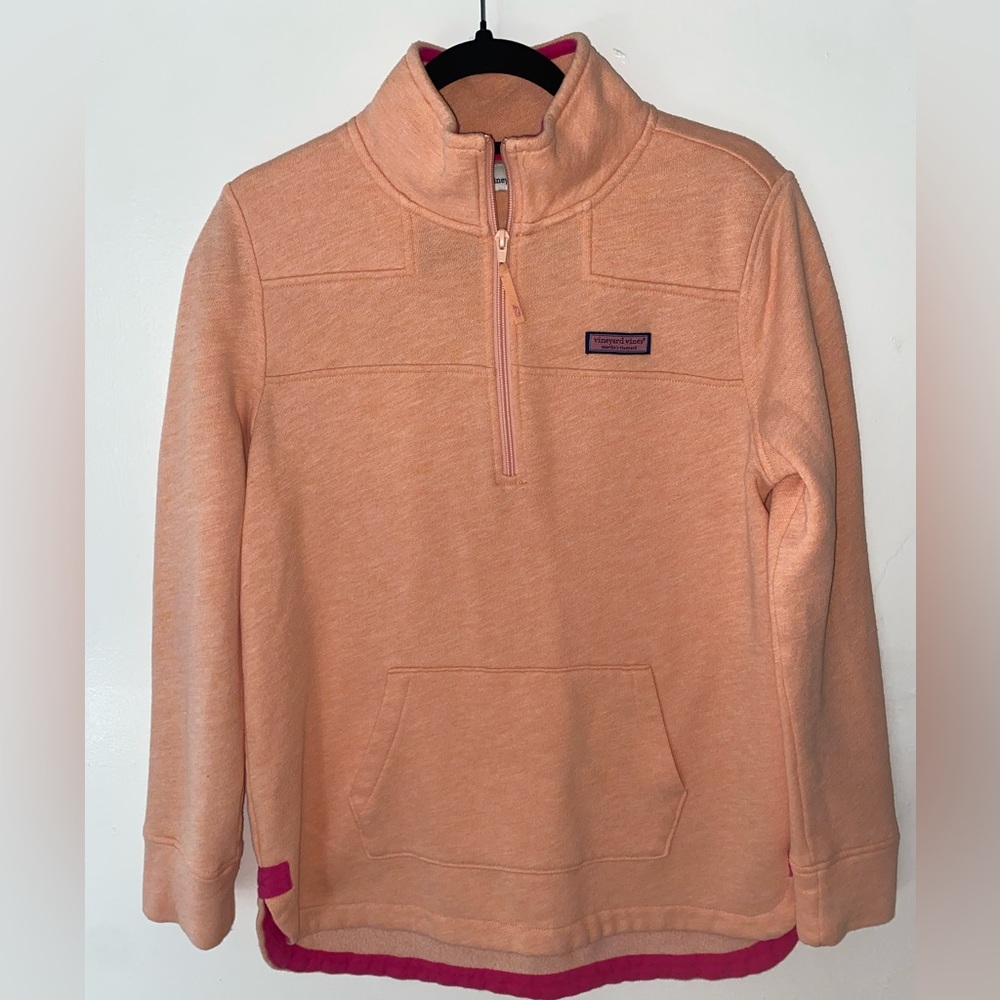 EUC Vineyard Vines Quarter Zip Orange Creme Shep Shirt sz S
